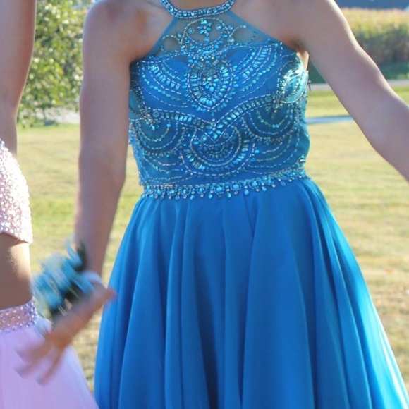 Turquoise Rachel Allan Homecoming Dress - Picture 3 of 4